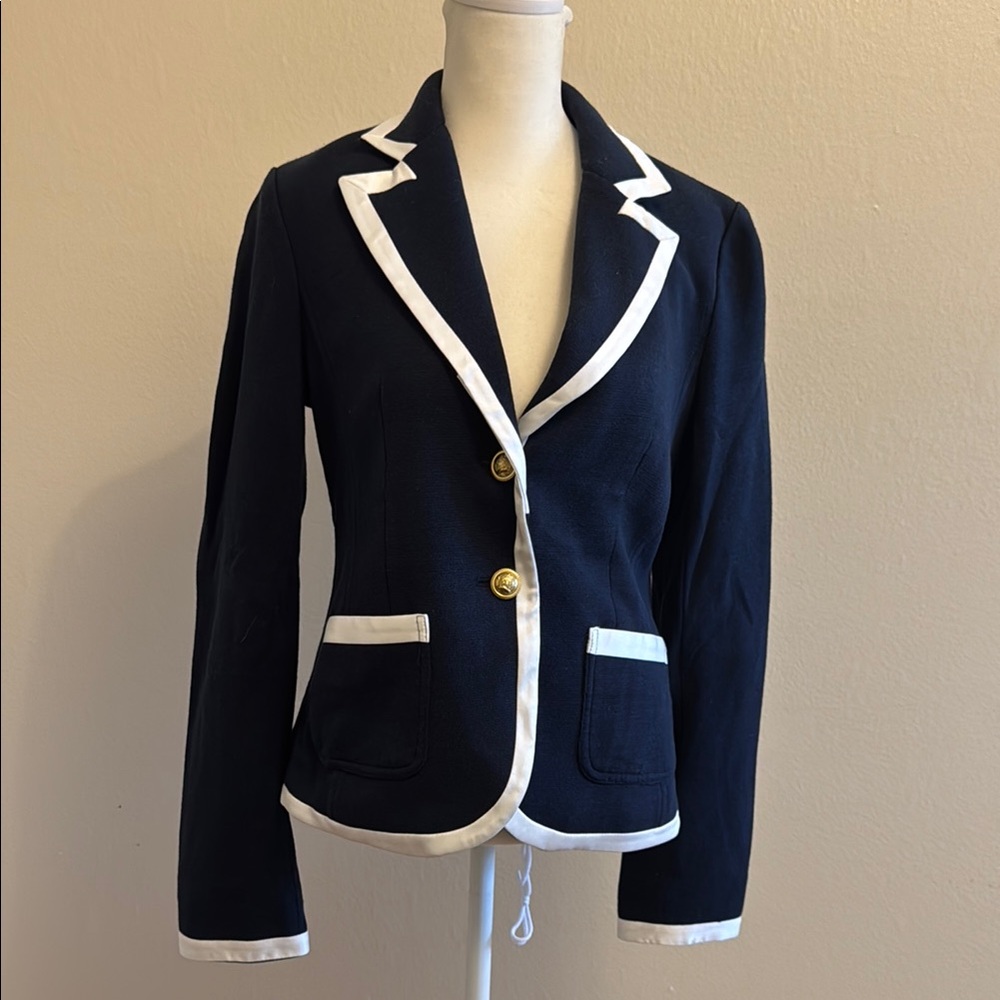 Nautical-like Navy Blazer with White Trim